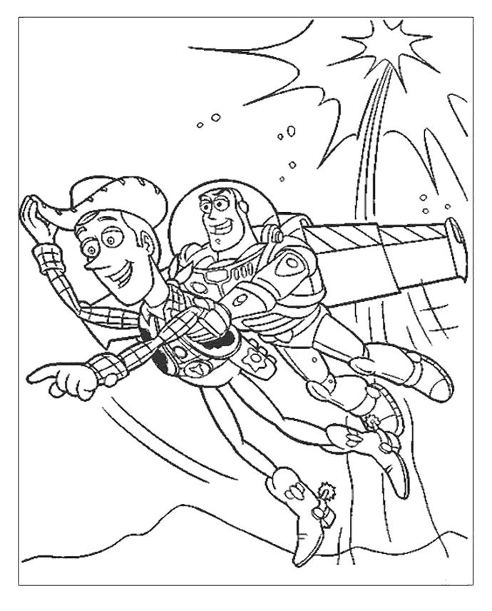 690x856 Woody And Buzz Lightyear Flying Coloring Page Kids Coloring