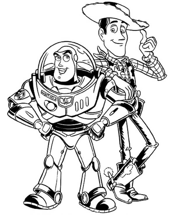 600x756 Buzz Lightyear And Woddy In Toy Story Coloring Page