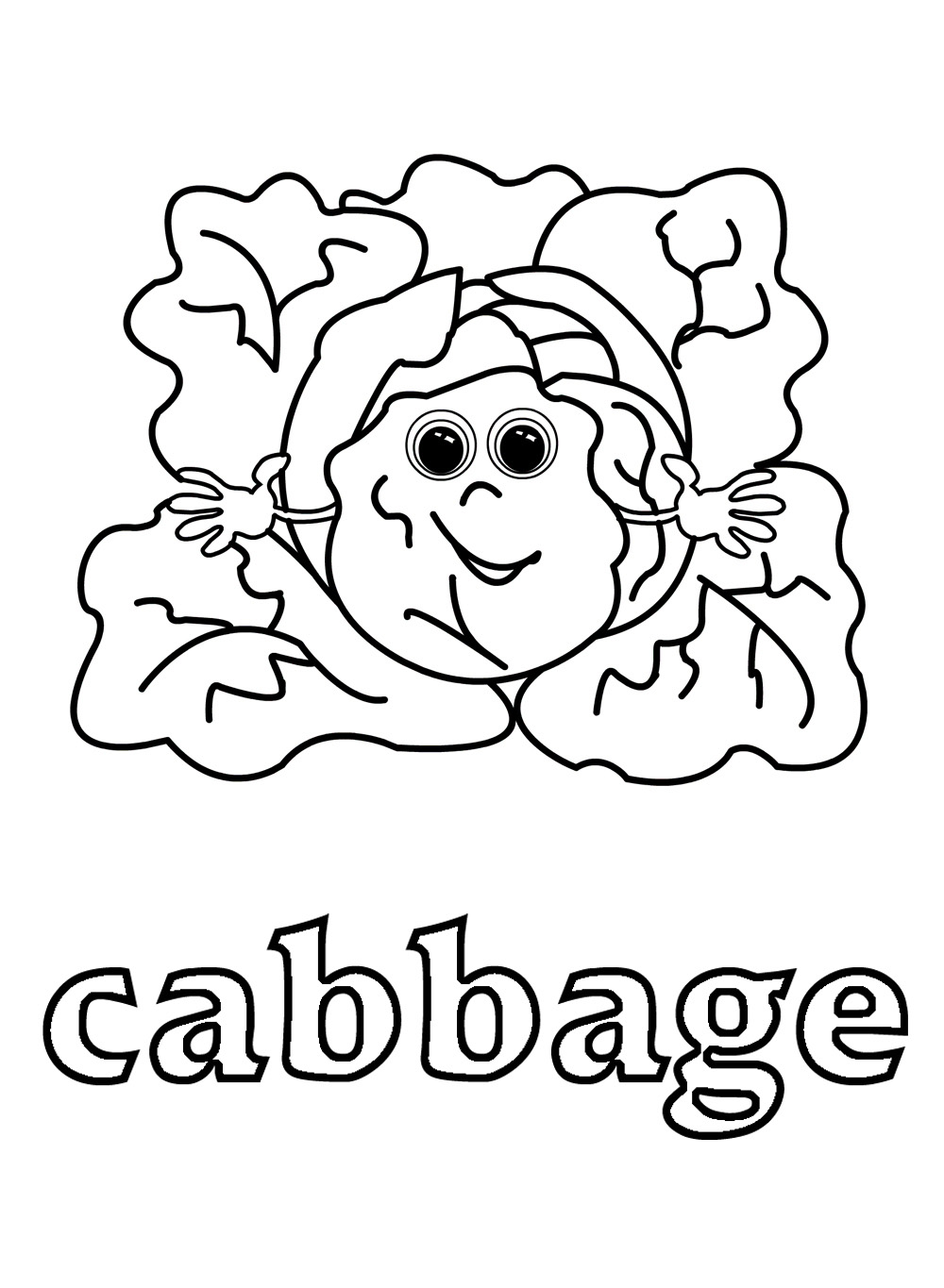 1000x1365 Cabbage Vegetable Cartoon For Coloring Book Vector Page Free Kids