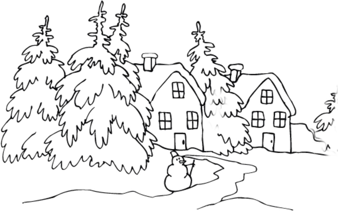1080x699 Winter Cabin Coloring Page Coloring Book