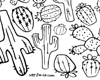 340x270 Cactus Coloring Etsy