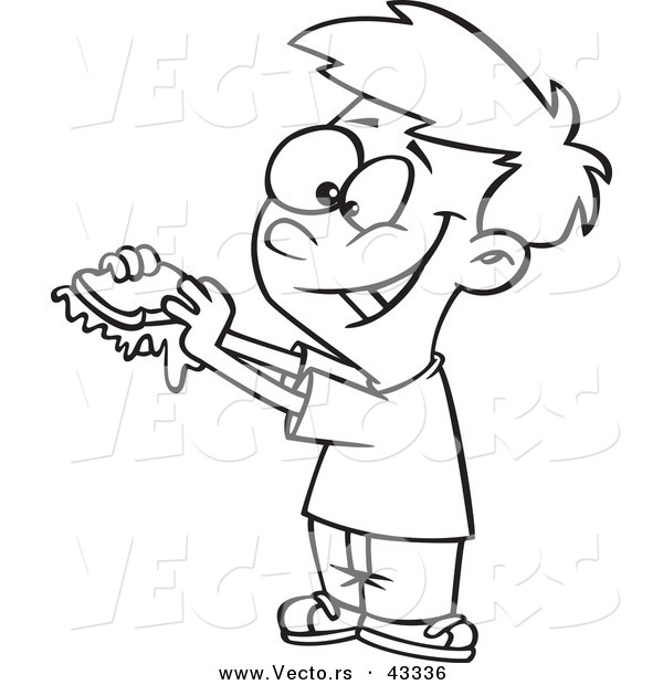 600x620 Vector Of A Happy Cartoon Boy Eating A Messy Jam Sandwich