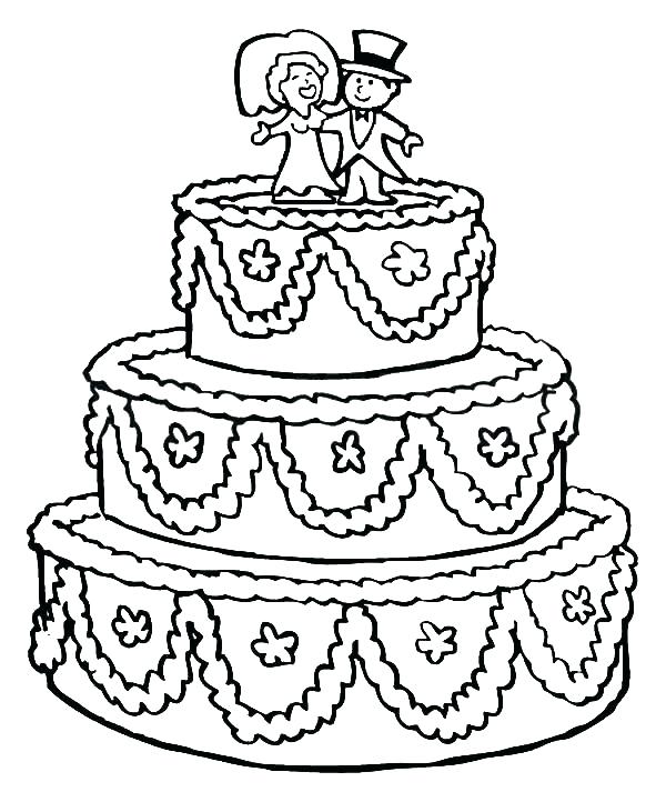 600x713 Coloring Pages Of Cakes Beautifully Decorated Wedding Cake