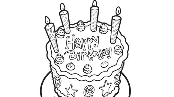 580x326 Birthday Cake Coloring Page