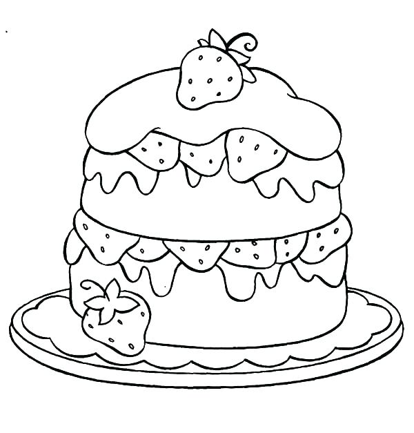 600x627 Birthday Cake Coloring Page Coloring Pages Birthday Cake Birthday