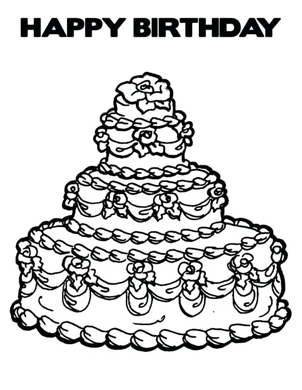 600x776 Cake Printable Coloring Pages Birthday Cake Coloring Page Free