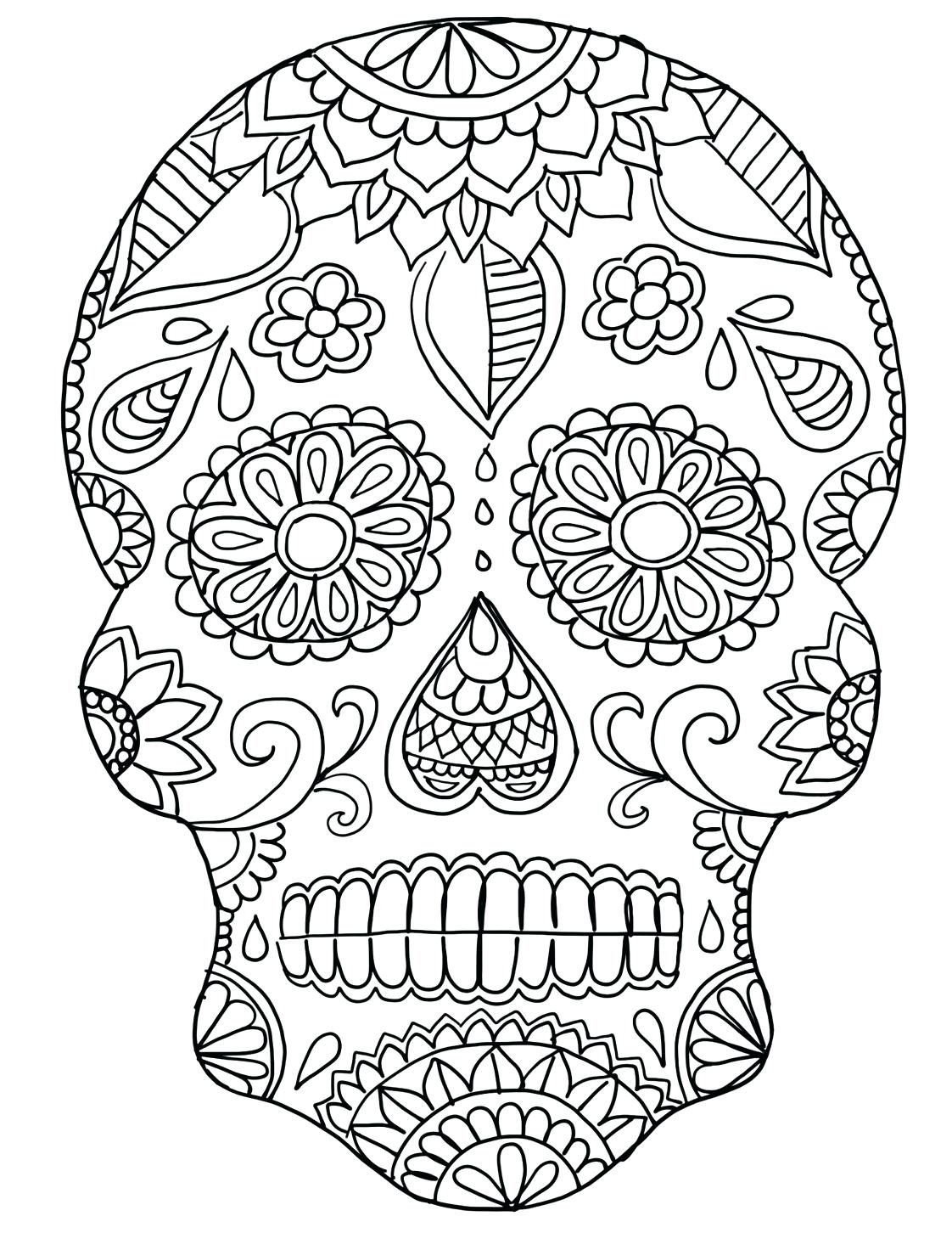 1122x1452 Free Sugar Skull Coloring Pages Skulls For Grown Ups Within