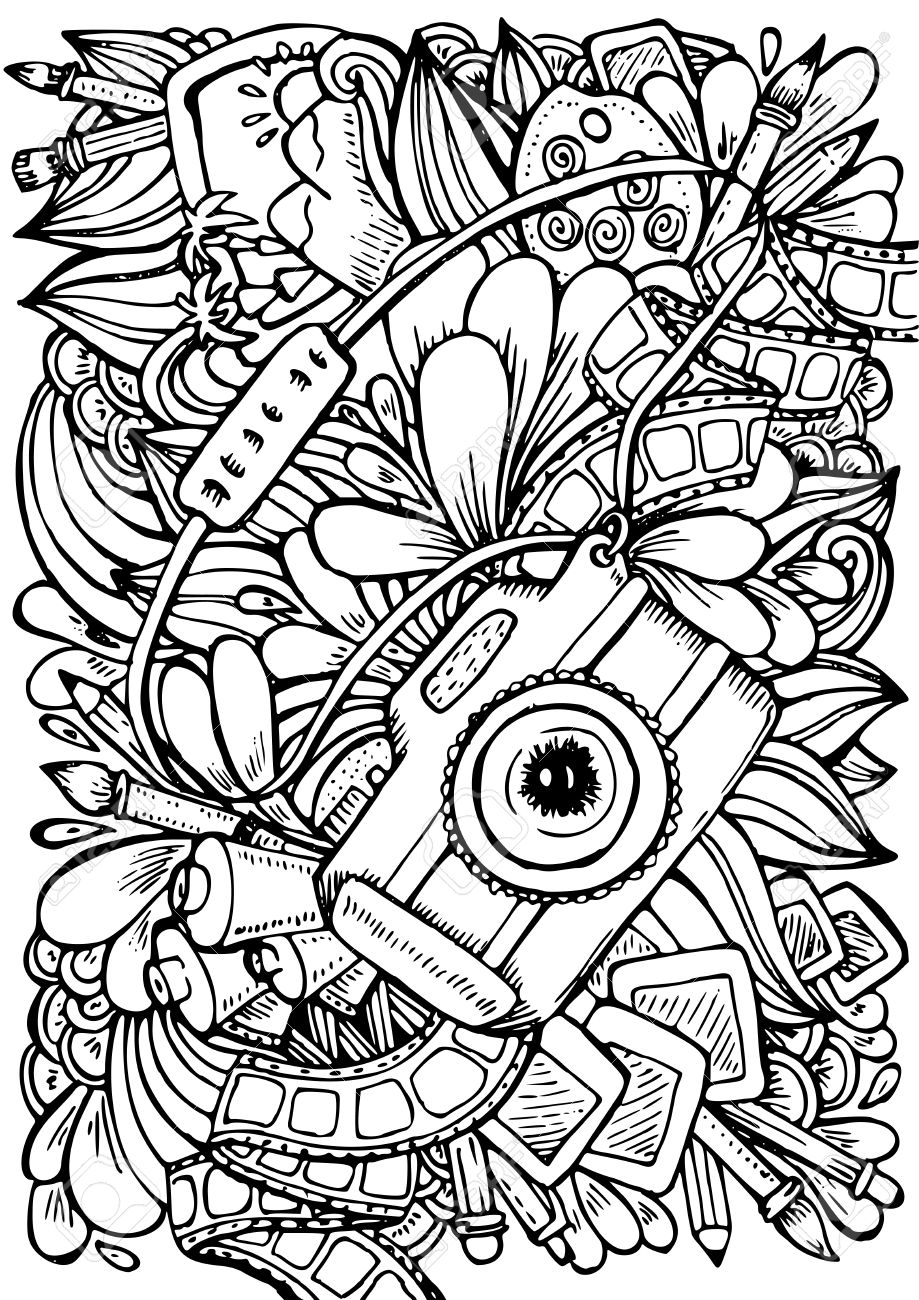 919x1300 Camera Coloring Pages Diaet Page Ivector Co Within