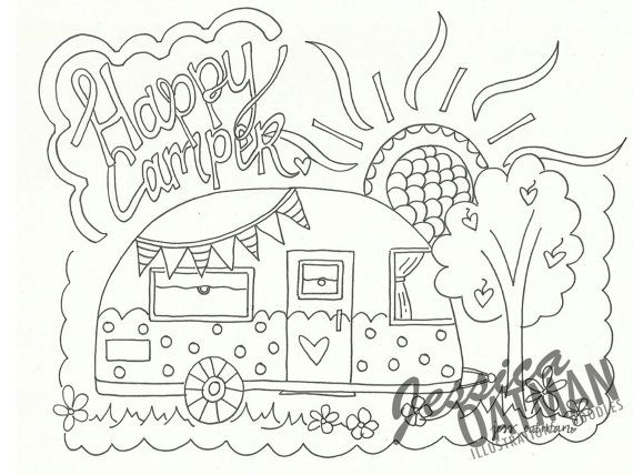 570x428 Camper Coloring Page Coloring Pages Vintage