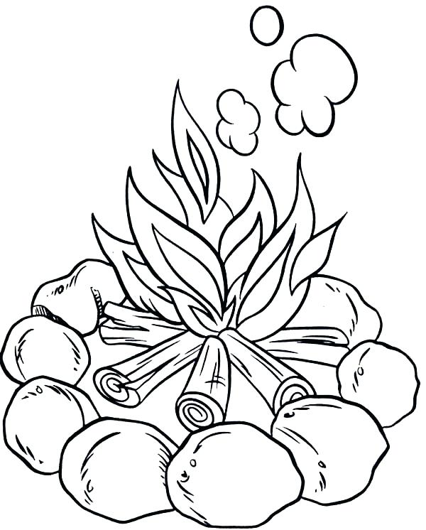 600x746 Camping Coloring Pages Make Campfire When Camping Coloring Page