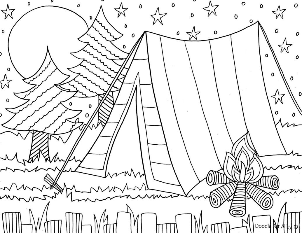 1035x799 Camping Coloring Page For The Kids Summer Camp Ideas