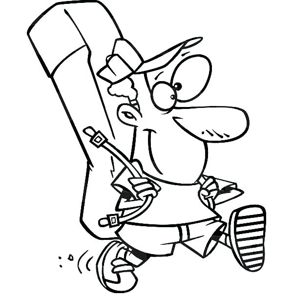 600x612 Camping Coloring Pages Holding Backpack Going To Camping Coloring