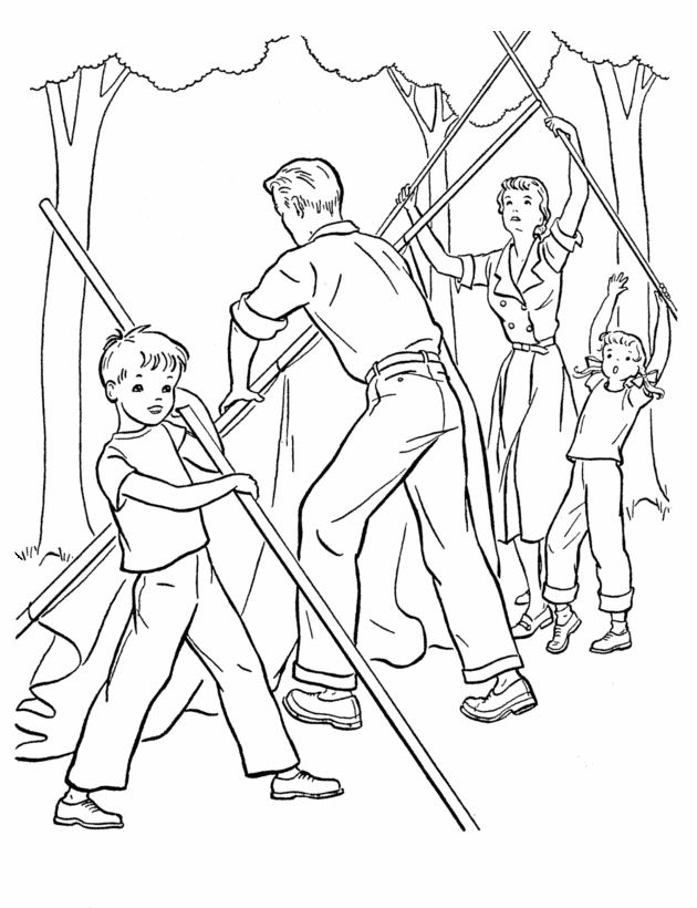630x820 Camping Coloring Pages Setting Up The Tent