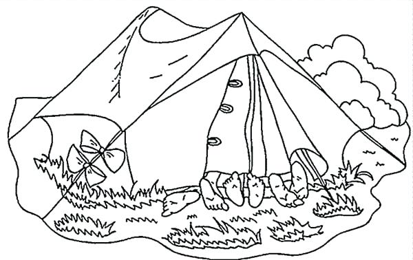 600x378 Sleeping Bear Coloring Pages To Print Few Kids In Camping Tent