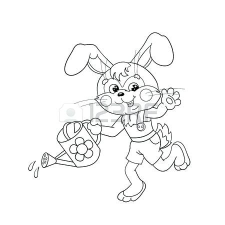 450x450 Watering Can Coloring Page Coloring Page Outline Of A Cute Bunny