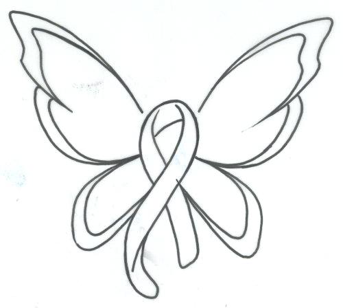 500x448 Breast Cancer Ribbon Coloring Pages Butterfly Ribbon Breast