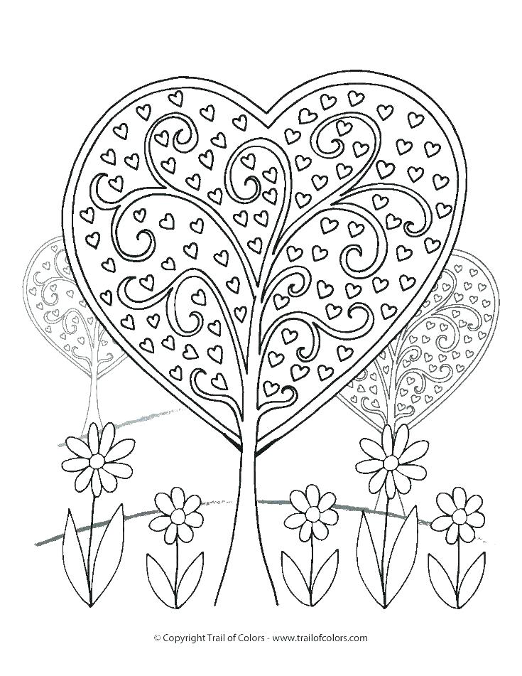 735x951 Valentine Heart Coloring Pages With New Coloring Page Of A Heart