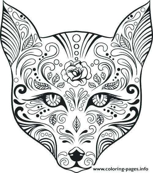 500x562 Sugar Skull Coloring Pages For Adults As Well As Skulls And Roses