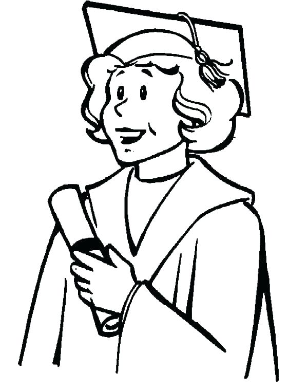 600x761 Graduation Coloring Pages Cap Coloring Page Happy Graduation