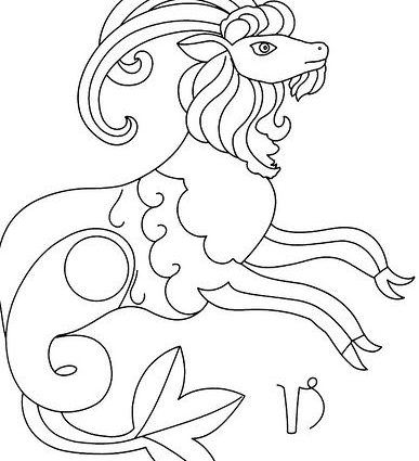387x425 Capricorn Coloring Pages Capricorn Capricorn Zodiac And Embroidery