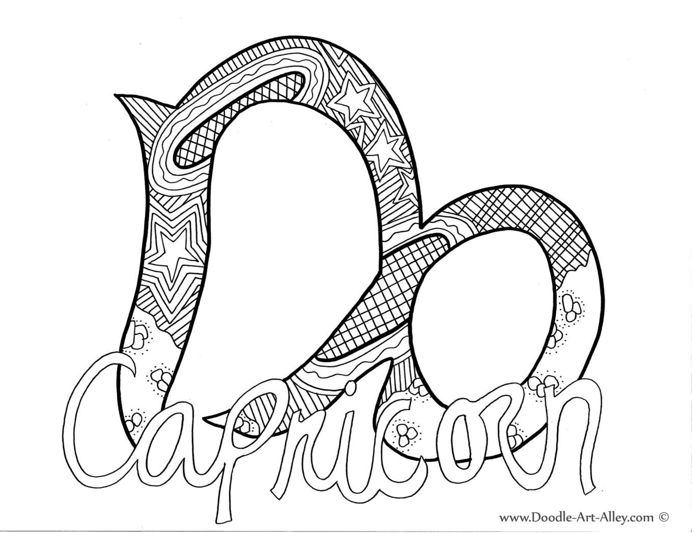 1360x1049 Capricorn Coloring Pages Zodiac And Coloring Books