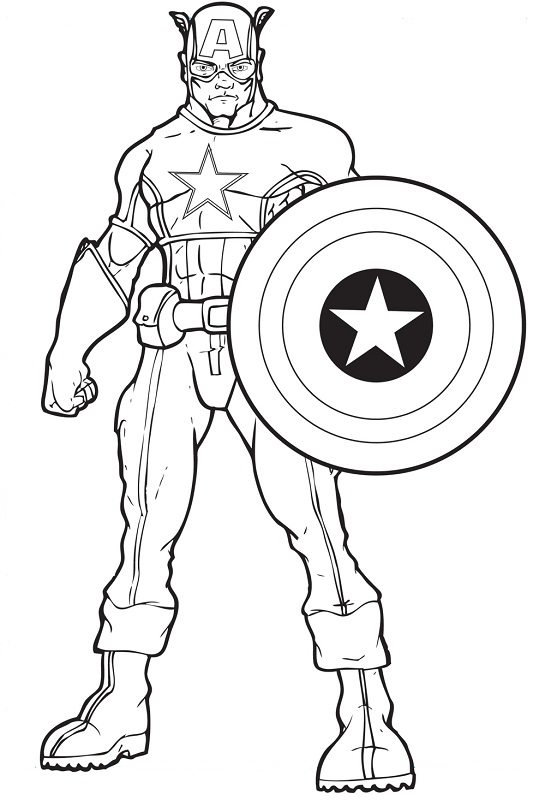 533x800 Captain America With Shield Coloring Page Boys Pages