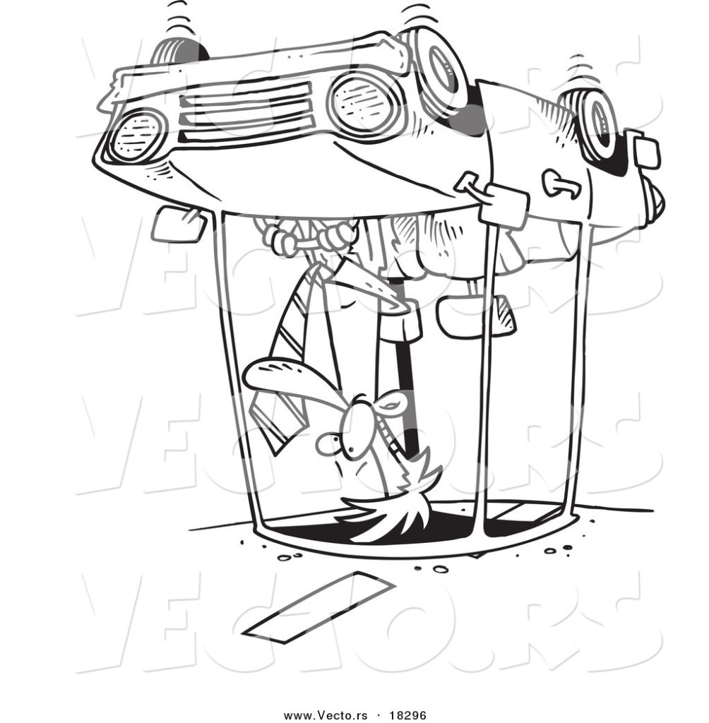 1004x1024 Vector Of A Cartoon Man Rolling His Car Outlined Coloring Page Car