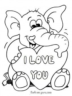 254x338 Printable Valentines Day Teddy Elephant Card Coloring Pages