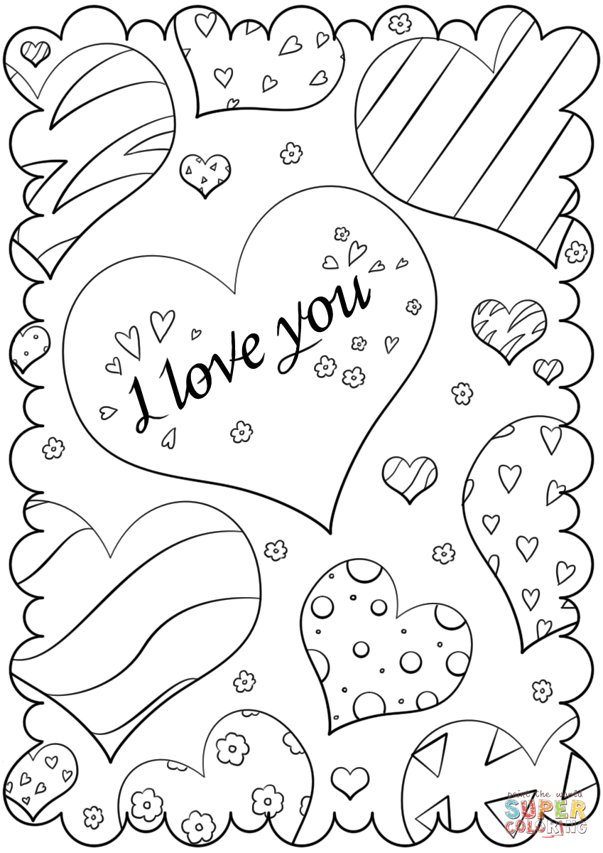849x1200 Valentines Day Card I Love You Coloring Page Free Printable I Love