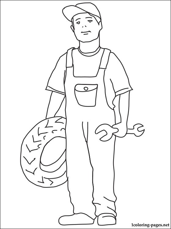 560x750 Auto Mechanic Coloring Page Coloring Pages