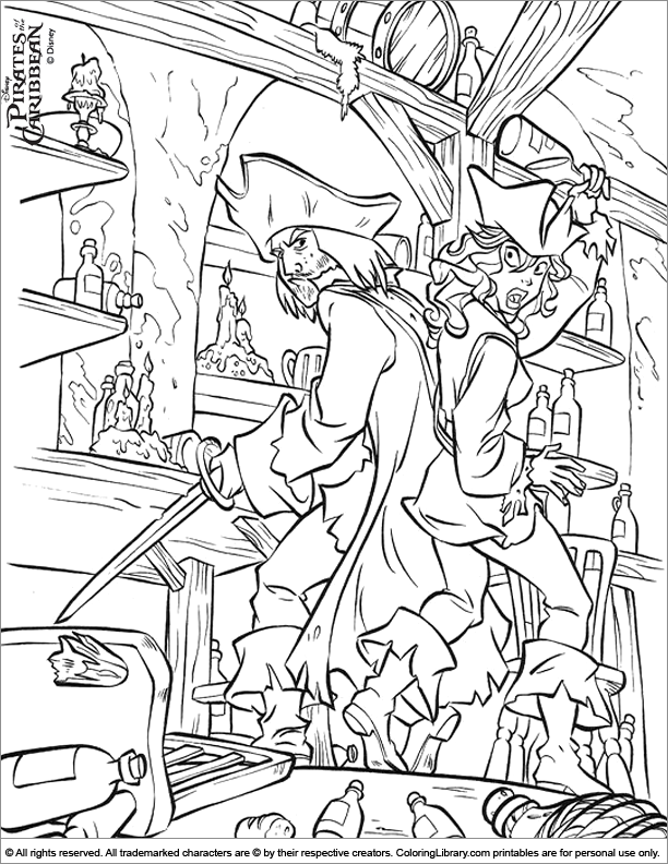 612x792 Pirates Of The Caribbean Disney Coloring Page Free Thanksgiving