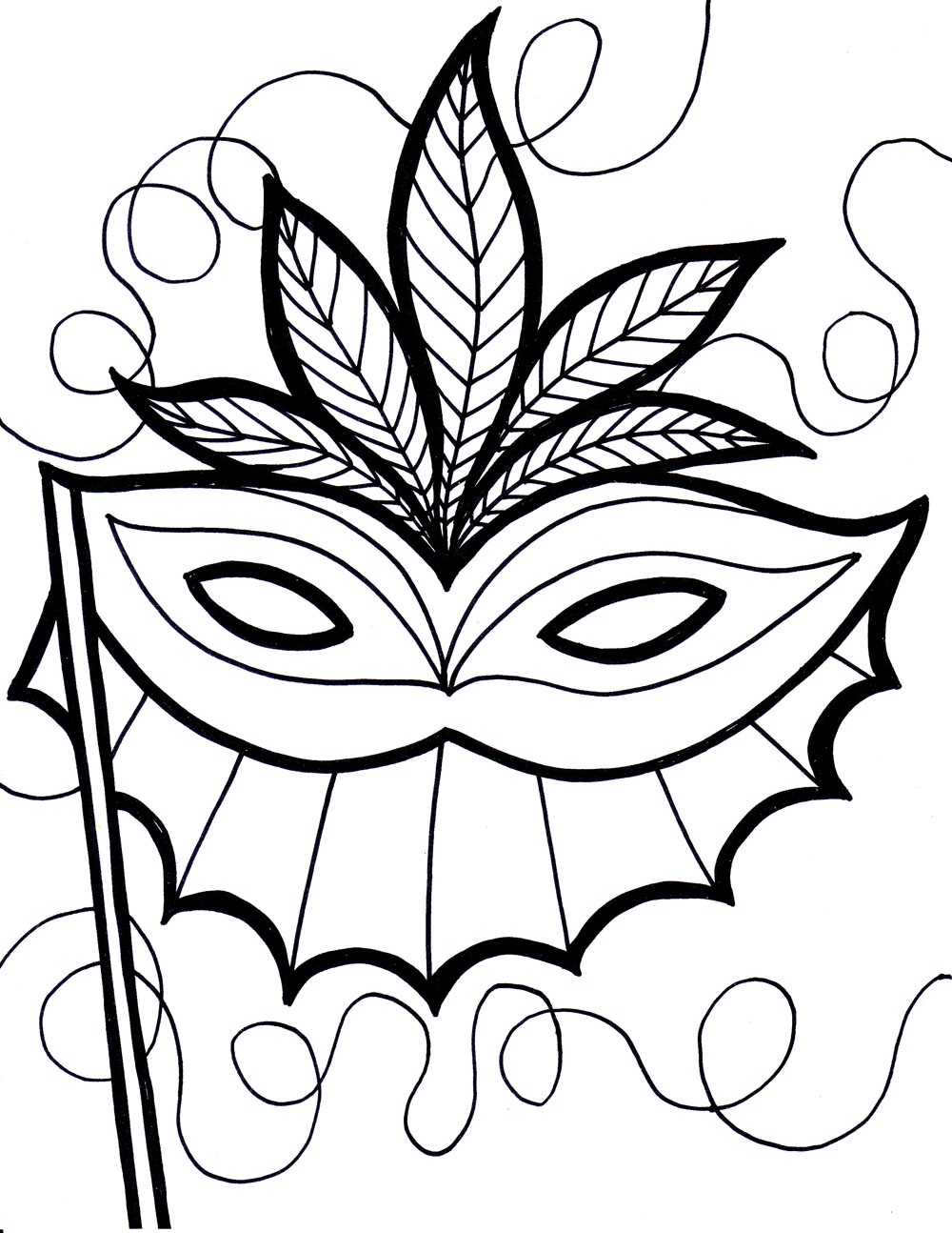 Carnival Mask Coloring Page