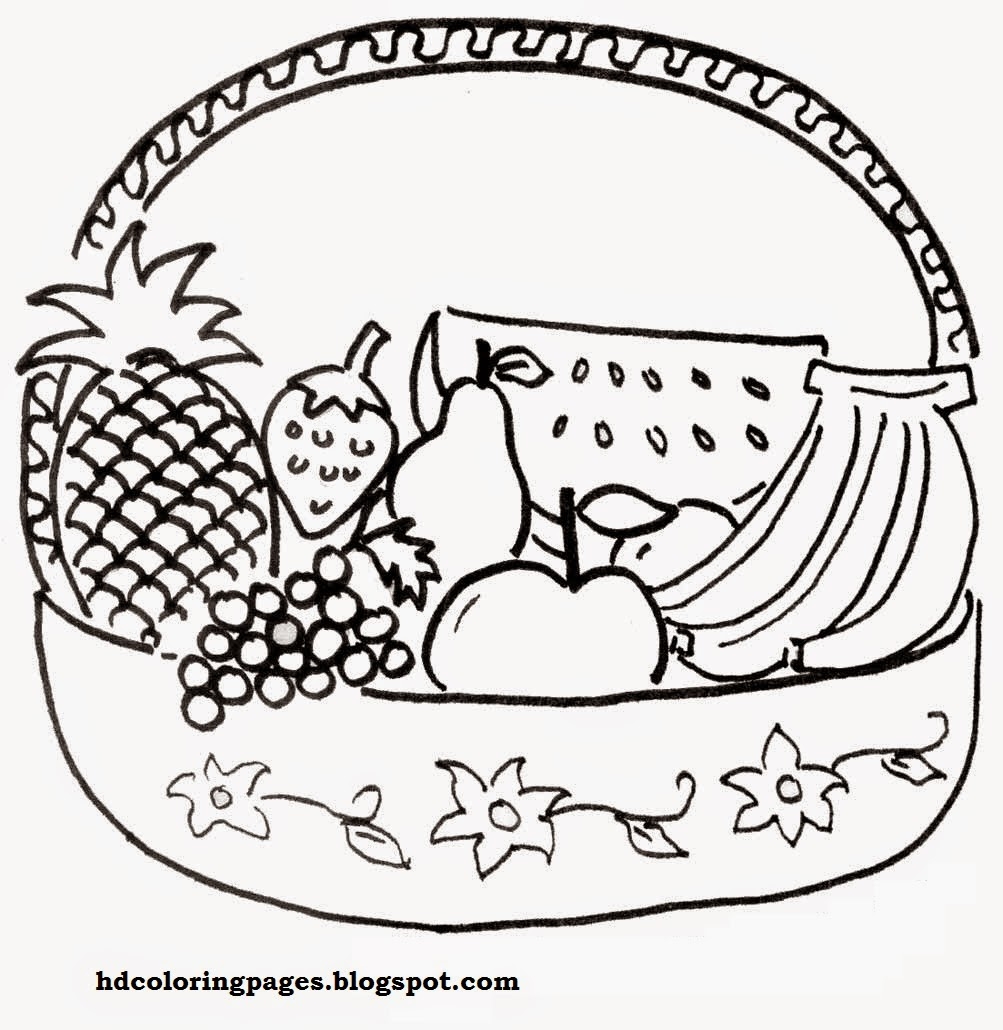 1003x1030 Fruit Basket Coloring Pages To Print Coloring For Kids