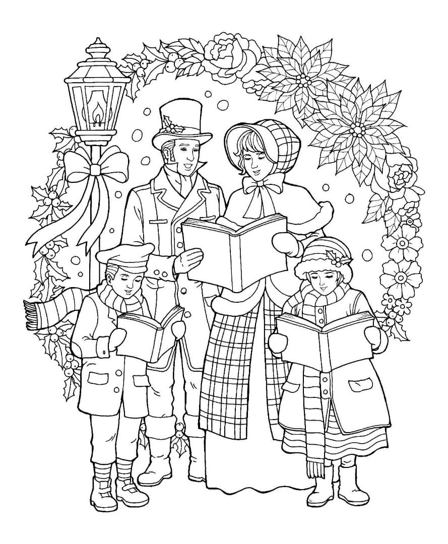 889x1080 Caroler Christmas Coloring Page Color Pages Adult