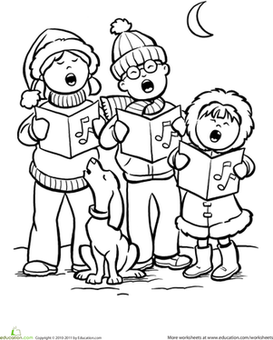 301x374 Color The Carolers Worksheets, Music Classroom And Music Education