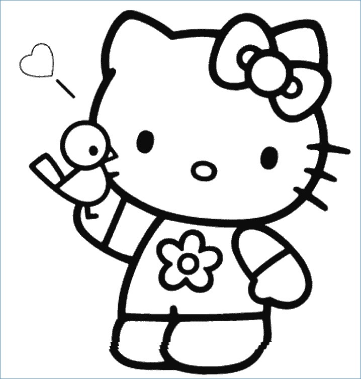 718x754 Hello Kitty On Flower Garden Coloring Page