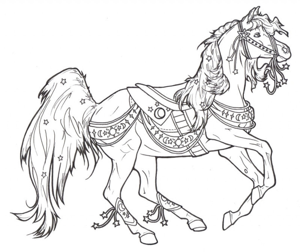 1024x860 Crazy Carousel Horse Coloring Page Free Pages Printable