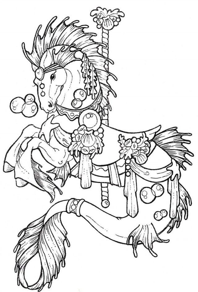 640x941 Horse Carousel Colouring Pages Carousel Horse Coloring Page