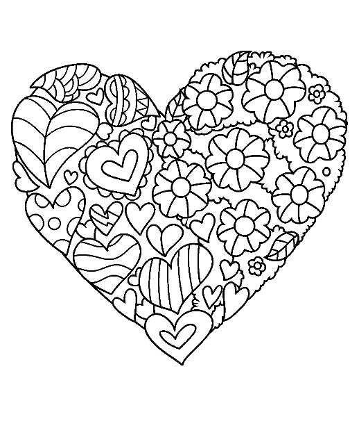 518x626 Hearts Love Coloring Pages