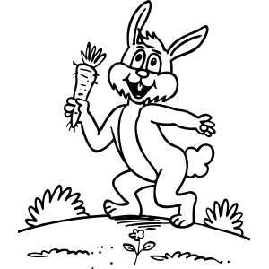 300x300 Happy Rabbit With Carrot Coloring Page