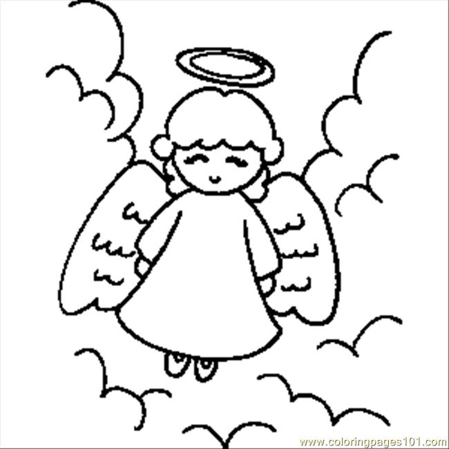 650x650 Angel With Halo Coloring Page
