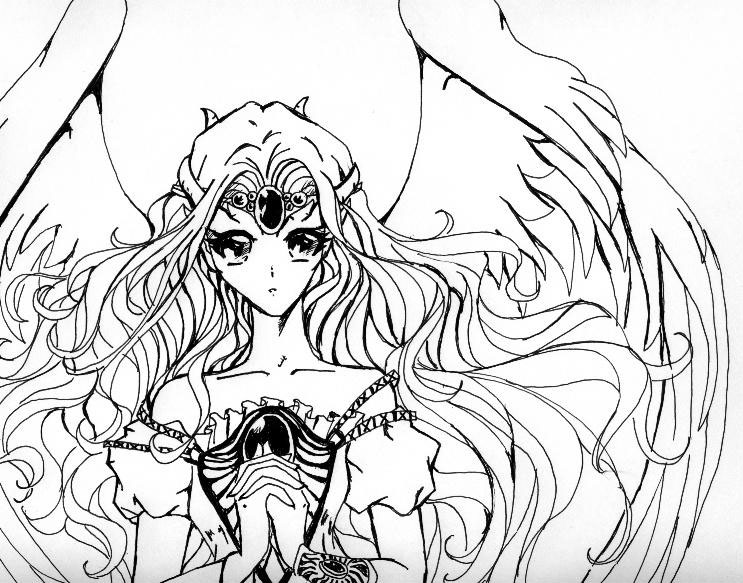 743x583 Anime Angel Girl Coloring Pages Cartoon Download