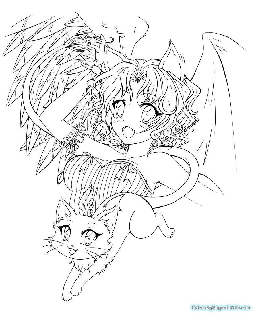 900x1110 Angel And Devil Anime Coloring Pages Coloring Pages For Kids