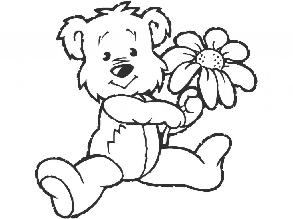 1024x768 Creative Teddy Bear Coloring Pages Cute Images Free Printable