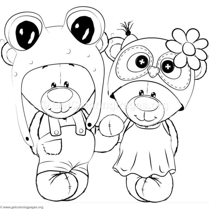 700x700 Cute Cartoon Bear Couple Coloring Pages