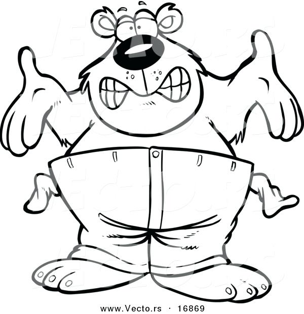 600x620 Grizzly Bear Coloring Pages As Stunning Vector Of A Cartoon Broke