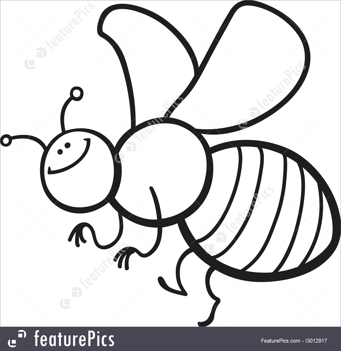 1300x1338 Illustration Of Cartoon Bee Coloring Page