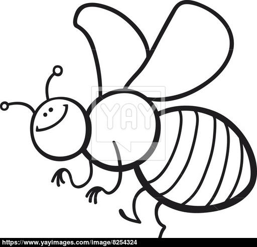 512x491 Cartoon Bee Coloring Page Image