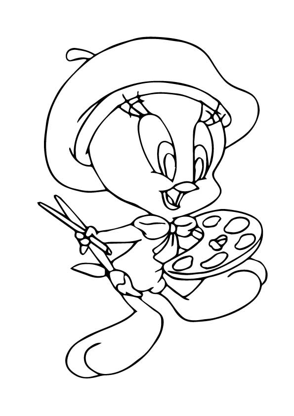 595x842 Printable Painter Tweety Cartoon Bird Coloring Pages For Free Nd