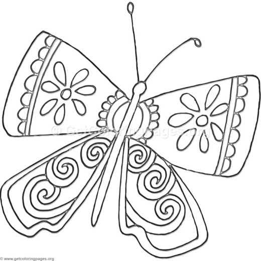 520x520 Cartoon Butterfly Coloring Pages